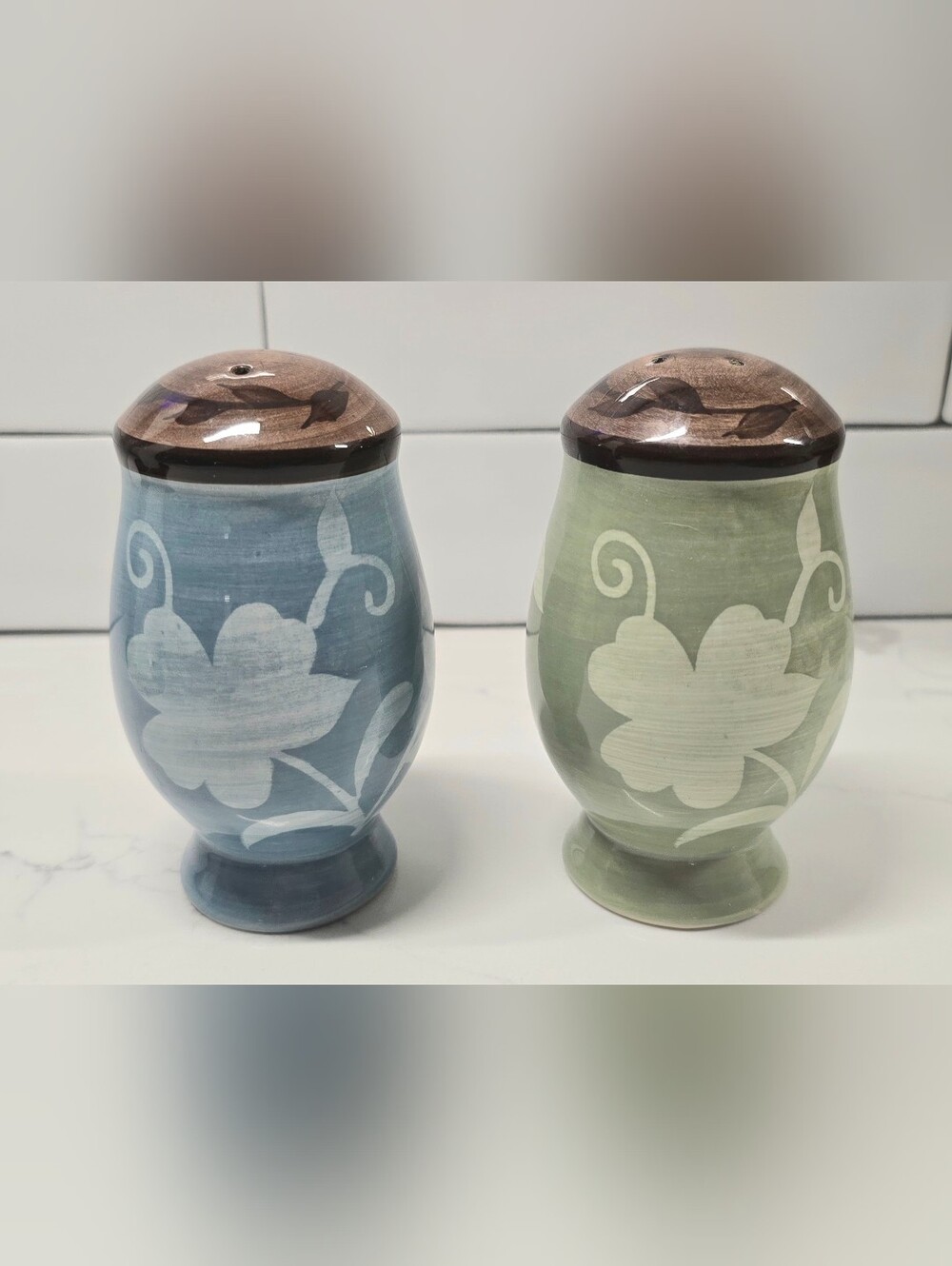 Pfaltzgraff Patio Garden Ceramic Salt & Pepper Shakers Set (Discontinued)
